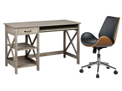 Writing Desk Rustic Oak & Bentwood Office Chair