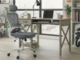 Writing Desk Rustic Oak & Molina Mesh Task Chair White+Grey