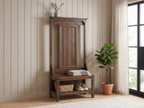 Hall Tree And Shoe Bench - Walnut