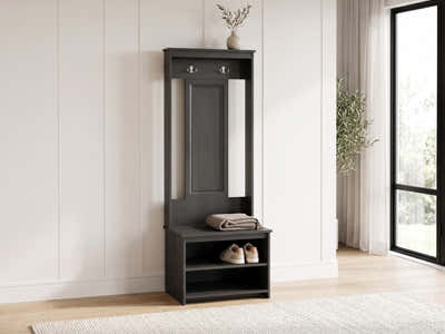 Hall Tree And Shoe Bench - Antique Black