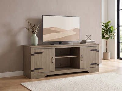 Walnut Wood Grain Entertainment Unit - 150 cm