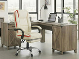 L-Shaped Desk Rustic Oak & Siena Executive Office Chair PU Beige