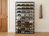 Shoe Rack Cabinet Stackable 50 Pairs 10-Tier Black