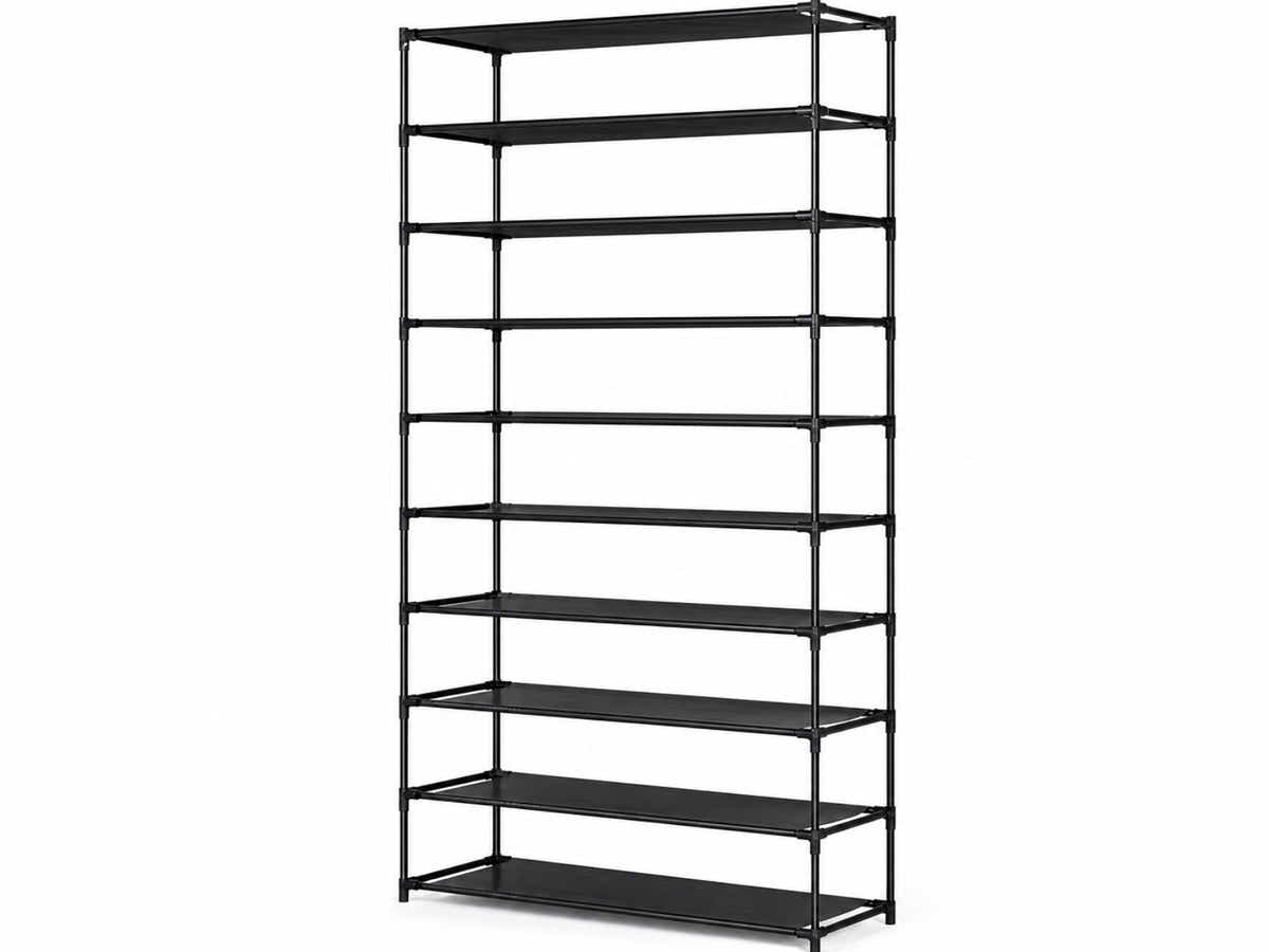 Shoe Rack Cabinet Stackable 50 Pairs 10-Tier Black