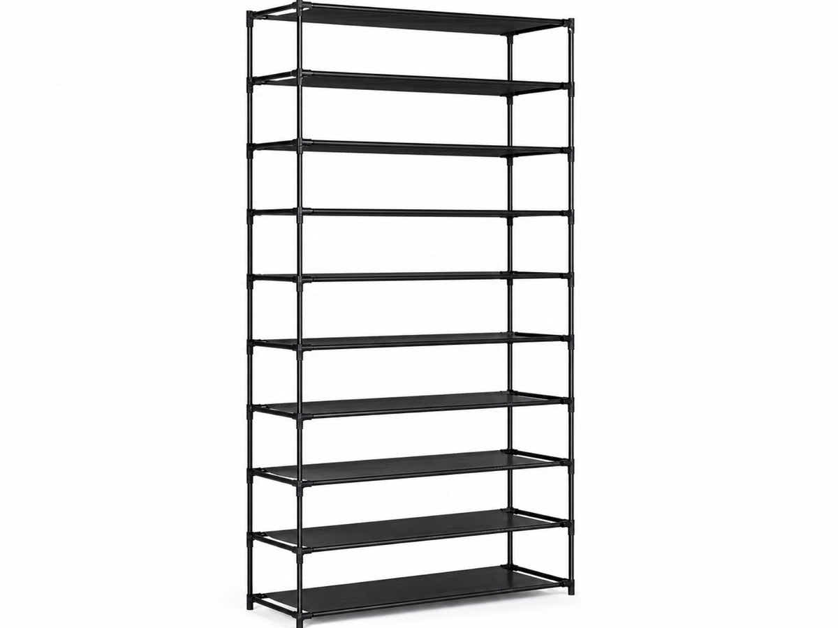 Shoe Rack Cabinet Stackable 50 Pairs 10-Tier Black