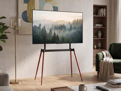 TV Stand 32-75 inch LED LCD Screen Wooden Floor Easel Height Adjustable