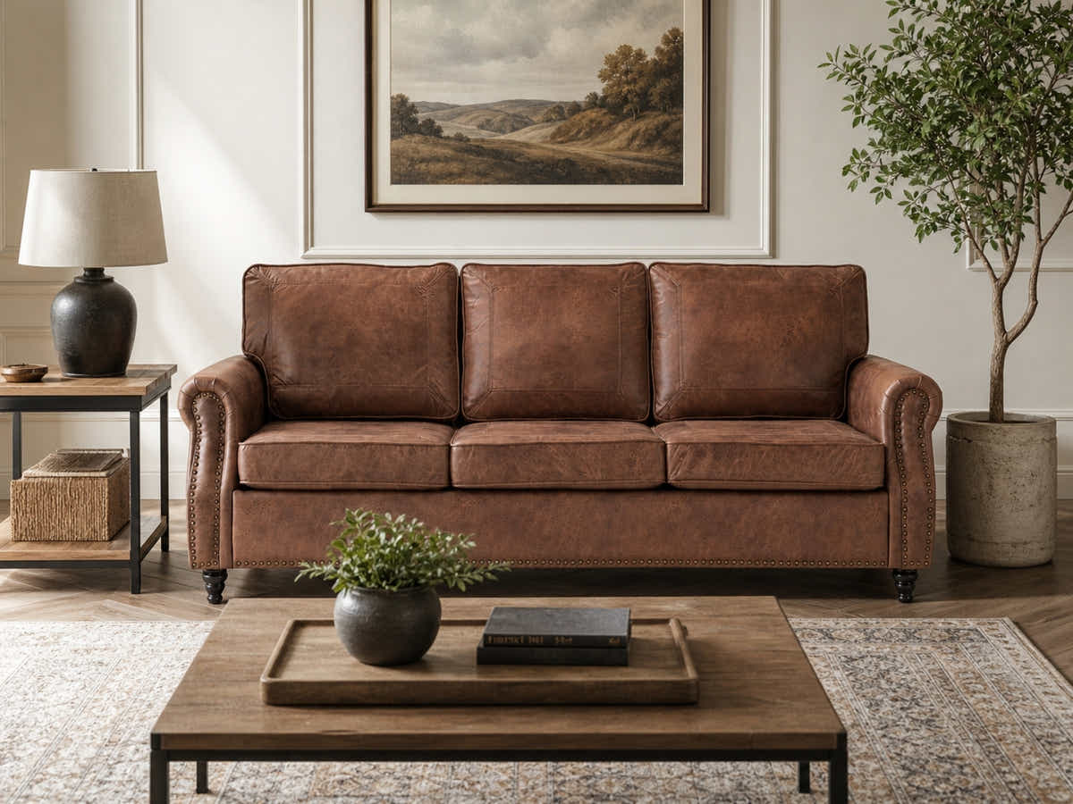 Cassandra 3-seater Sofa PU - Dark Brown