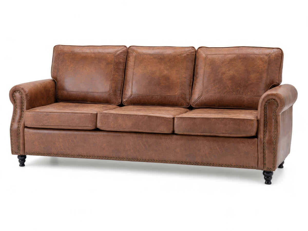 Cassandra 3-seater Sofa PU - Dark Brown