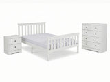 Classic White Kids Bedroom Combo - Bed, Mattress, Bedside & Tallboy