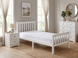 Classic White Kids Bedroom Combo - Bed, Mattress, Bedside & Tallboy