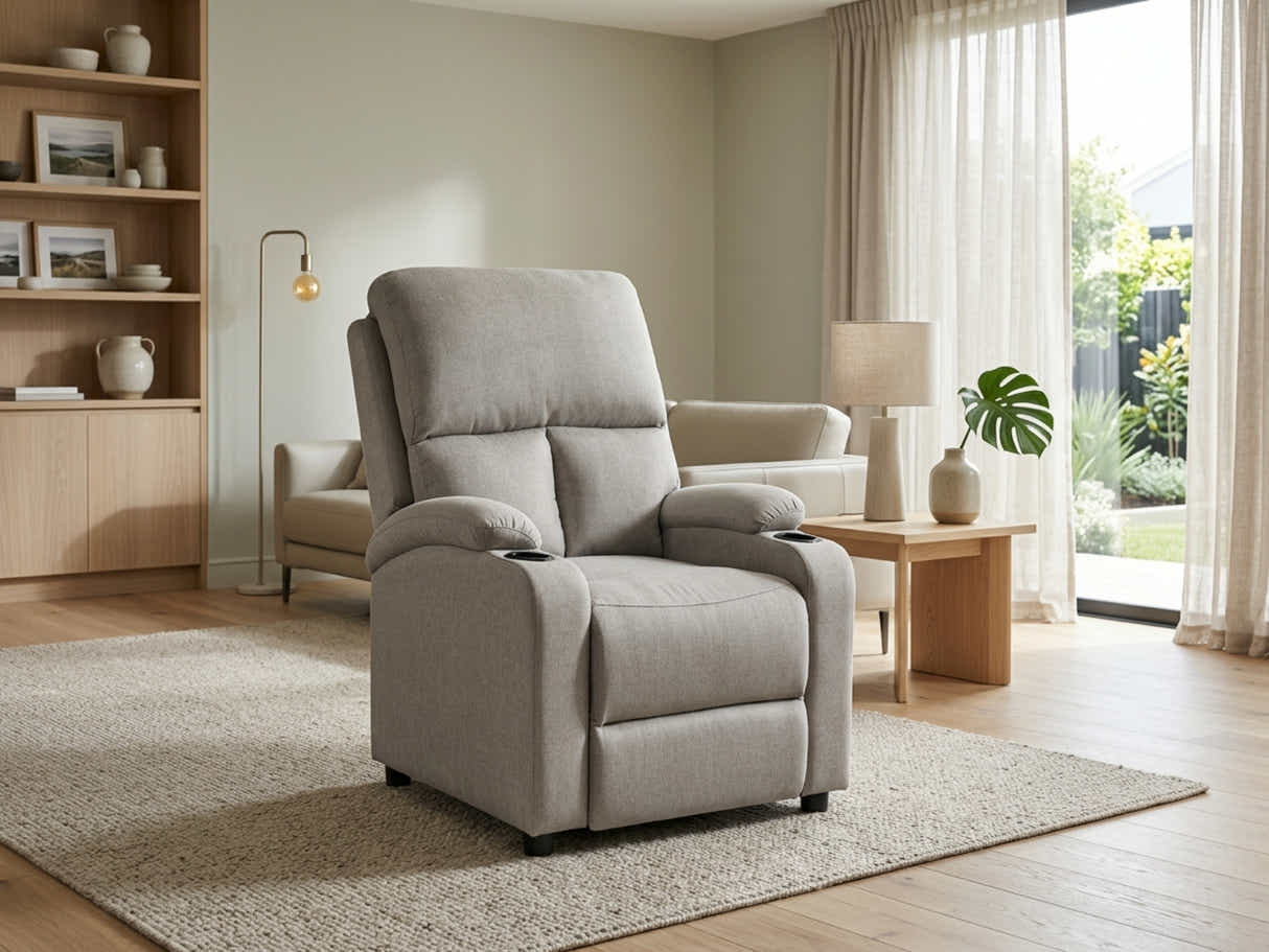 Zola Push Back Recliner Chair Linen Light Grey07