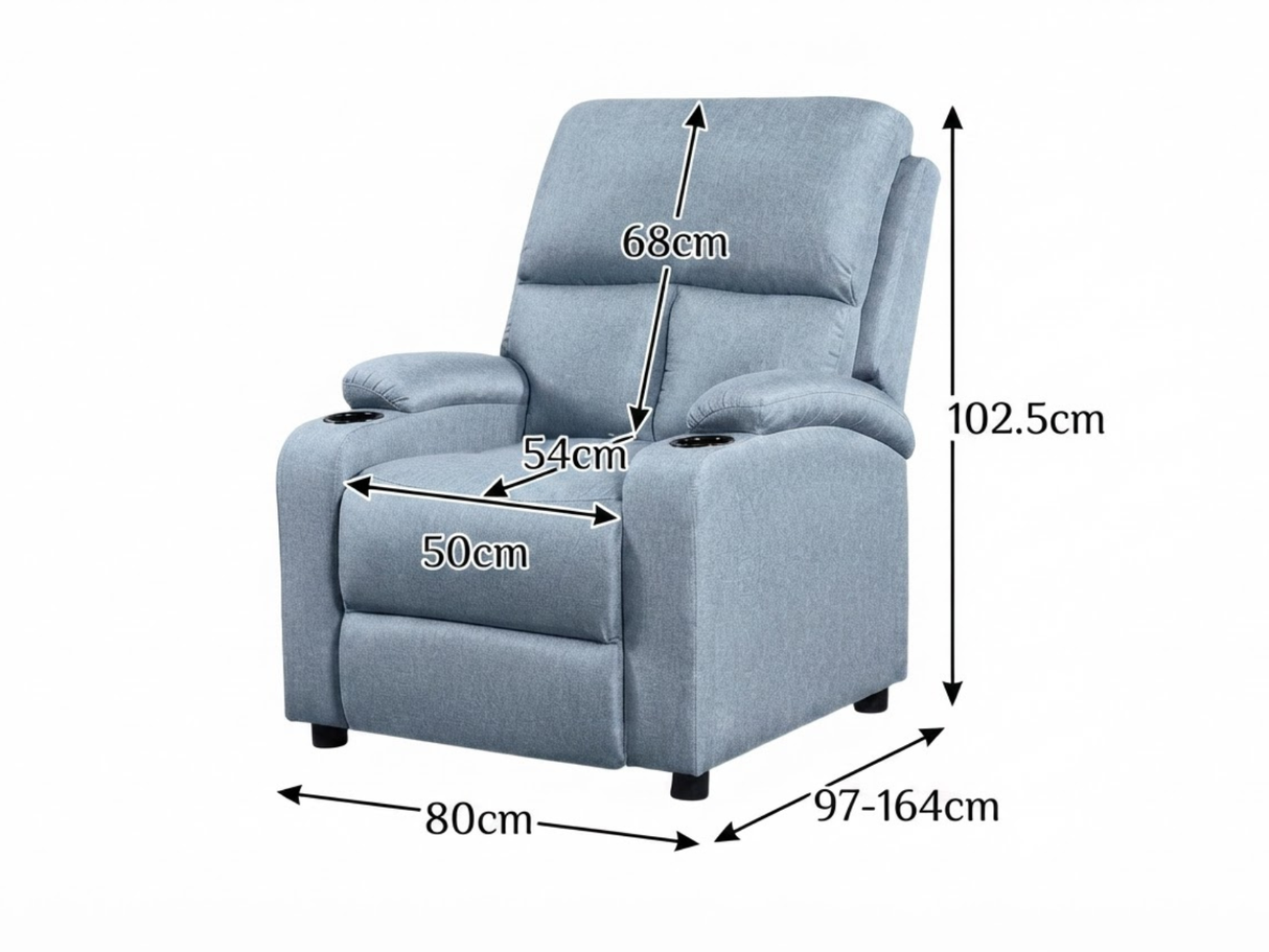 Zola Push Back Recliner Chair Linen - Light Blue