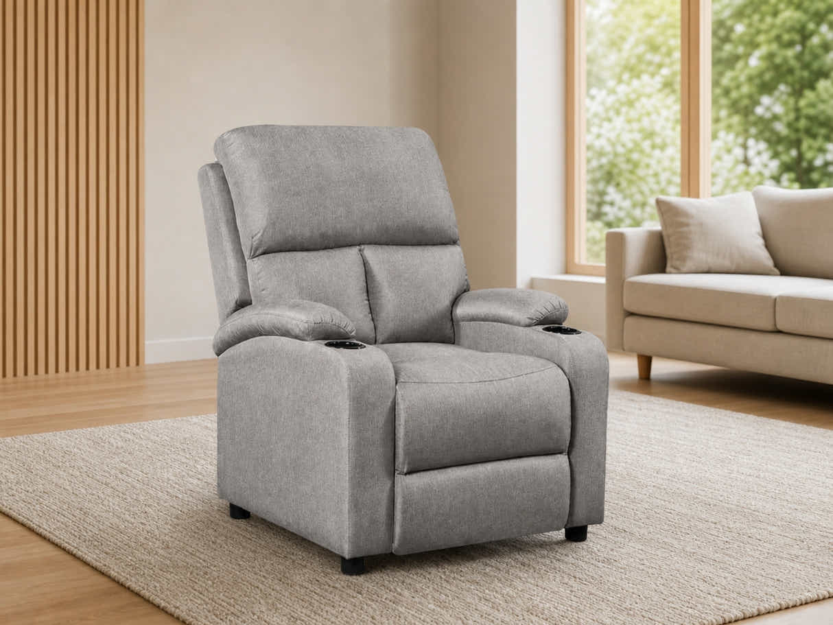 Zola Push Back Recliner Chair Linen - Light Grey