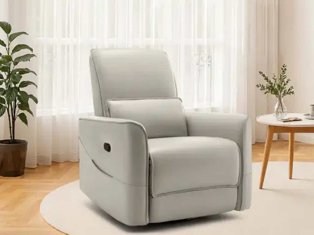 Rodger Air Leather Manual Recliner Chair - Beige