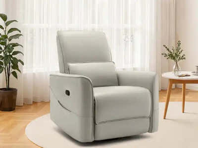 Rodger Air Leather Manual Recliner Chair - Beige