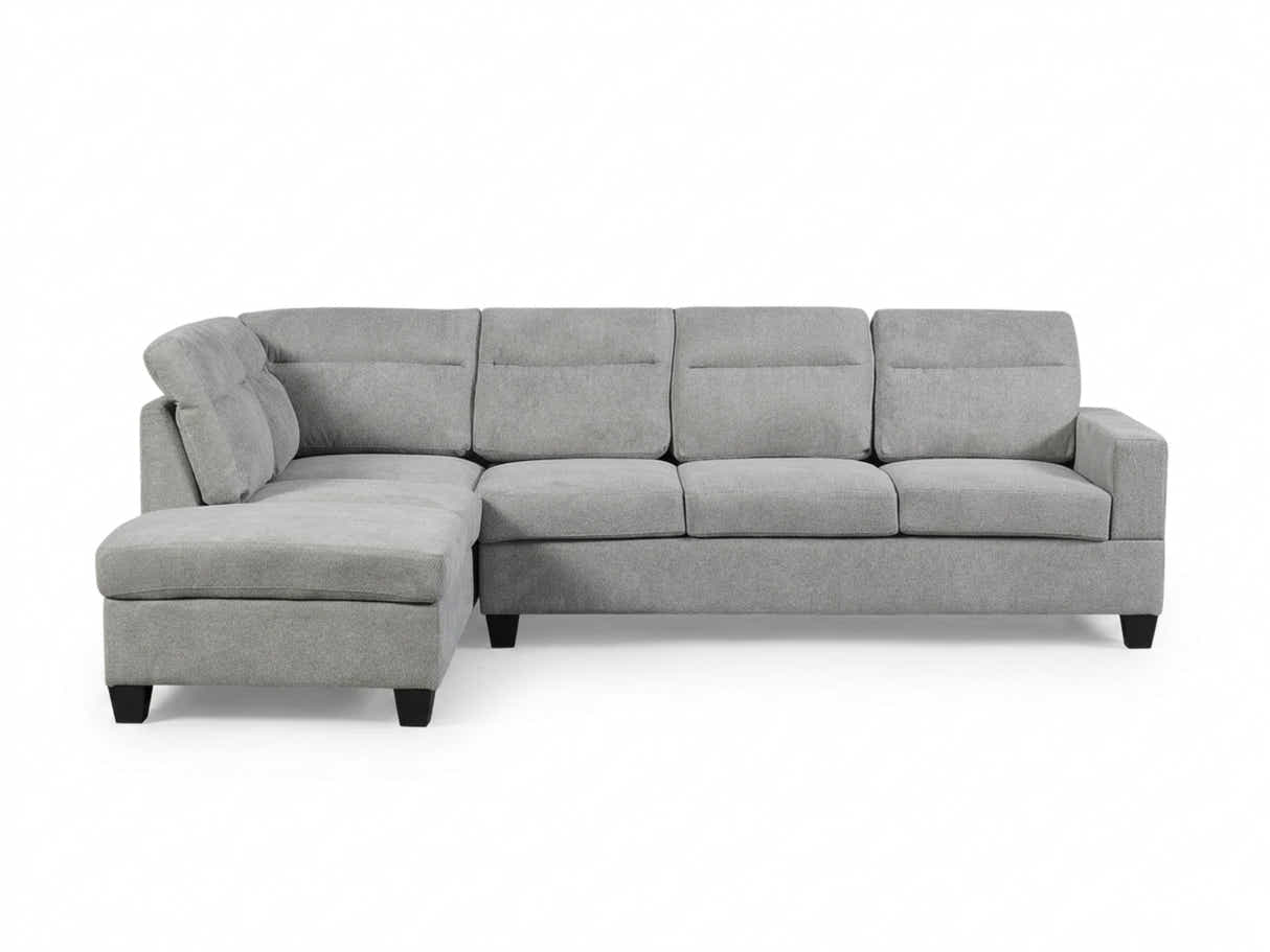 Delano Sectional Linen Sofa with Left Chaise - Grey