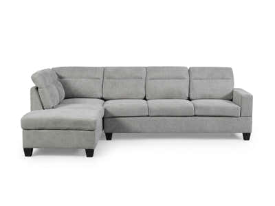 Delano Sectional Linen Sofa with Left Chaise - Grey
