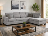 Delano Sectional Linen Sofa with Right Chaise - Grey