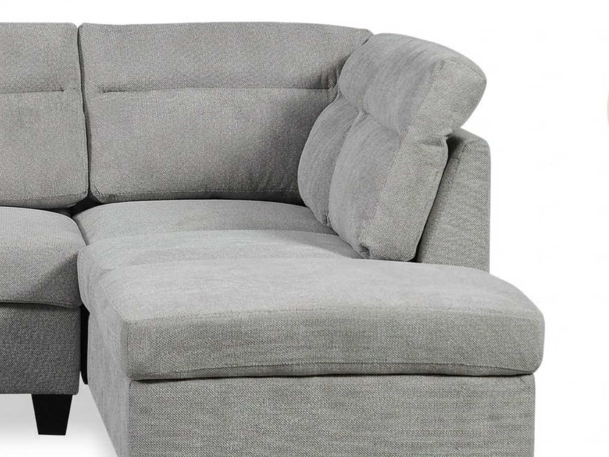 Delano Sectional Linen Sofa with Right Chaise - Grey