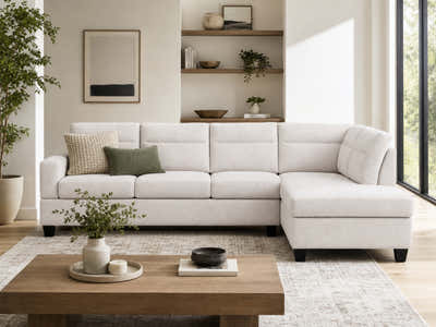 Delano Sectional Linen Sofa with Right Chaise - Beige