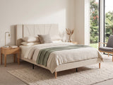 Jervis Linen Bed Frame Beige - Queen