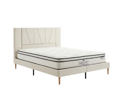 Jervis Bed Frame Linen Beige & Boucle22 Mattress - Queen