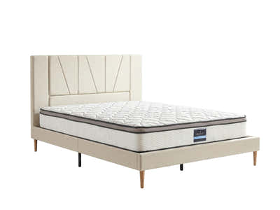 Jervis Bed Frame Linen Beige & GEL30 Mattress - Queen
