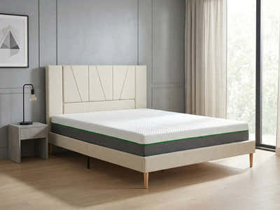 Jervis Bed Frame Linen Beige & 3 Way Mattress - Queen