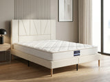 Jervis Bed Frame Linen Beige & PIL20 Mattress with Pillows - Queen