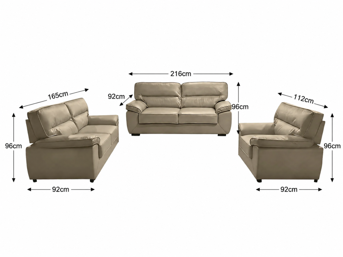 Zonny 3-Piece Sofa Set PU - Taupe
