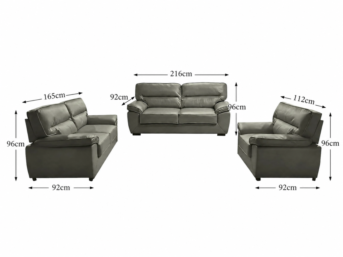Zonny 3-Piece Sofa Set PU - Dark Green