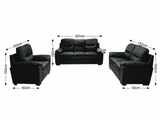 Kolby 3-Piece PU Sofa Set - Black