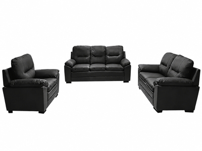 Kolby 3-Piece PU Sofa Set - Black