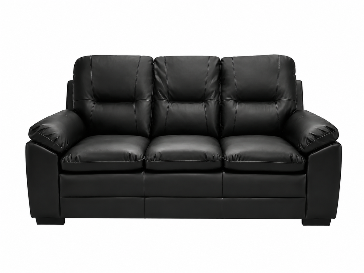 Kolby 3-Piece PU Sofa Set - Black