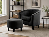 Cambia Tub Chair with Ottoman Velvet - Black
