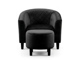 Cambia Tub Chair with Ottoman Velvet - Black
