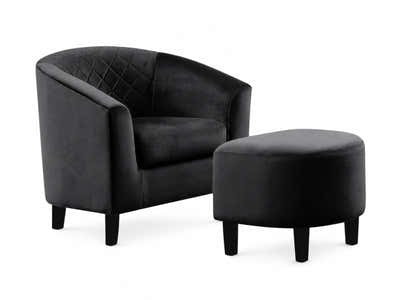 Cambia Tub Chair with Ottoman Velvet - Black