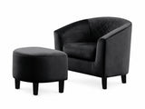 Cambia Tub Chair with Ottoman Velvet - Black