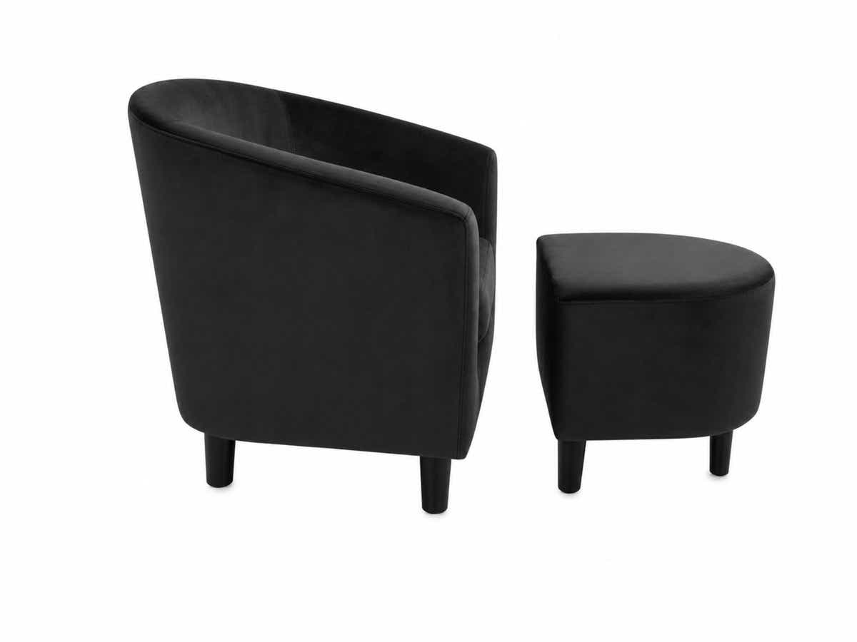 Cambia Tub Chair with Ottoman Velvet - Black