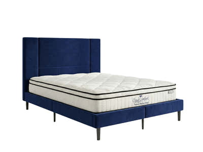 Aubrey Velvet Bed Frame & Boucle22 Mattress - Queen