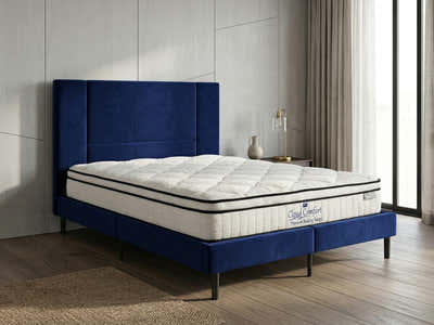 Aubrey Velvet Bed Frame & Boucle22 Mattress - Queen