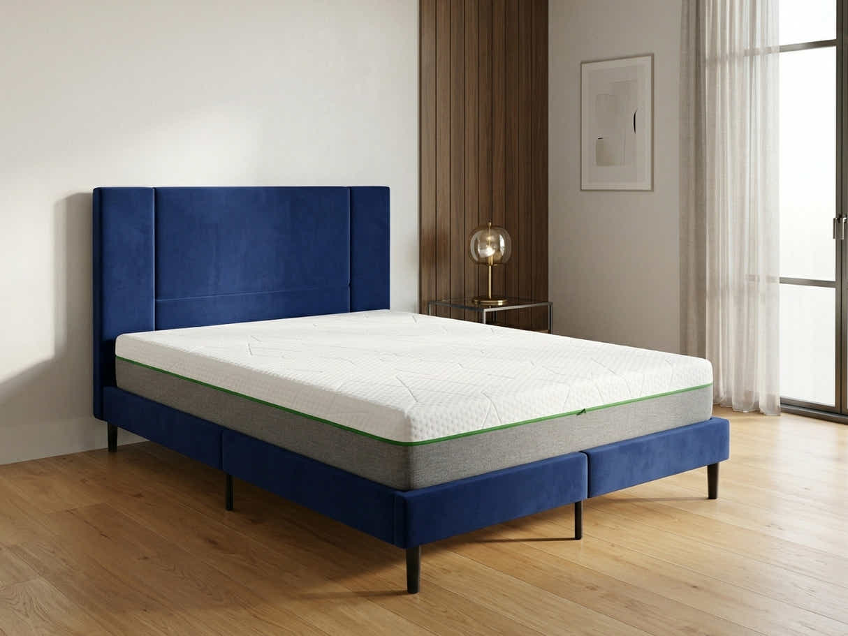 Aubrey Velvet Bed Frame & 3 Way Mattress - Queen