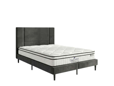 Aubrey Velvet Bed Frame & Boucle22 Mattress - Double