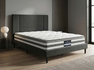Aubrey Velvet Bed Frame & Bon21 Mattress - Double