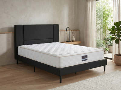 Aubrey Velvet Bed Frame & PIL20 Mattress with Pillows - Double