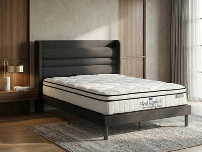 Blanche Linen Bed Frame & Boucle22 Mattress - Double