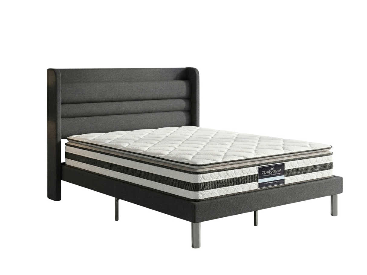 Blanche Linen Bed Frame & Bon21 Mattress - Double