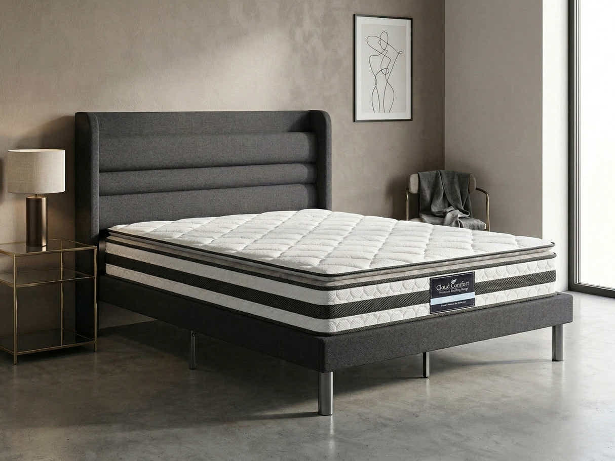 Blanche Linen Bed Frame & Bon21 Mattress - Double