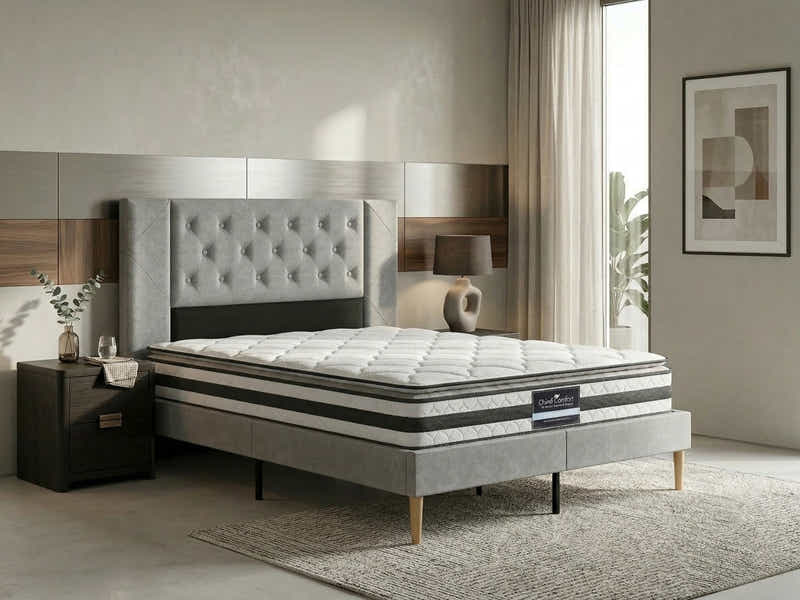 Matilda Velvet Bed Frame & Bon21Mattress - Double