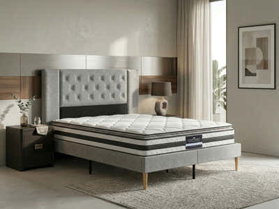 Matilda Velvet Bed Frame & Bon21Mattress - Double